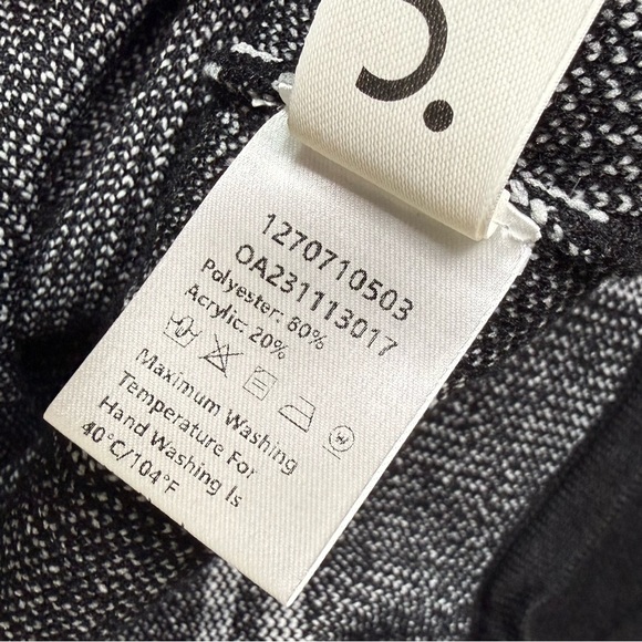 Commense Black Asymmetrical Knit Midi Dress White Contrast Trim Large NWT - Picture 10 of 11